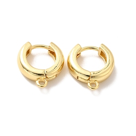 Brass Hoop Earring Findings, with Horizontal Loop, Cadmium Free & Nickel Free & Lead Free, Long-Lasting Plated, Ring