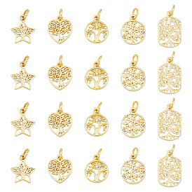 20шт 5 стили стойка покрытие латунь подвески, с целью перехода в кольце, полый, смешанные формы с подвеской «Древо жизни»