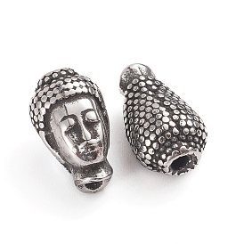 Perles bouddhistes 304 en acier inoxydable, tête de bouddha