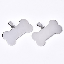 304 Stainless Steel Pendants, Silhouette Charms, Stamping Blank Tag, Laser Cut, Dog Bone