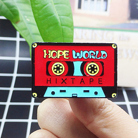 Colorful Creative HOPE WORLD Cassette Tape Brooch Pin Fashionable Personalized Badge Bag Accessory