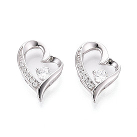 925 подвески из стерлингового серебра с прозрачным микропаве и цирконием, сердце прелести, платина, родий