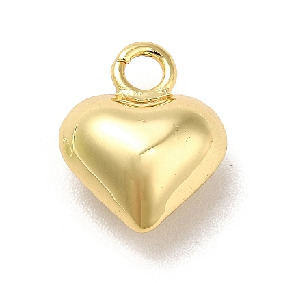 Accumuler pendentifs en laiton placage, plaqué longue durée, sans cadmium et sans plomb, breloques coeur soufflé