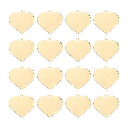 Brass Pendants, Stamping Mirror Polished Finish Blank Tag, Heart