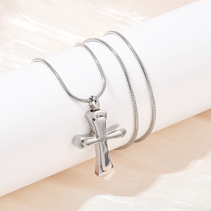 304 ожерелья с подвеской-крестом из нержавеющей стали в виде урны для праха домашних животных, не тускнеет