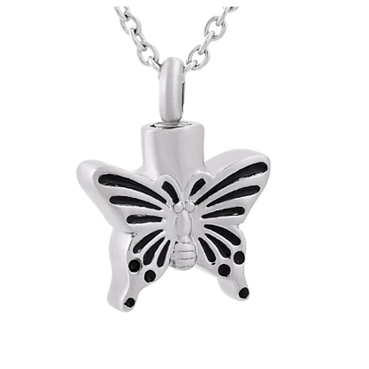 Collares colgantes de cenizas de urna de acero inoxidable, mariposa