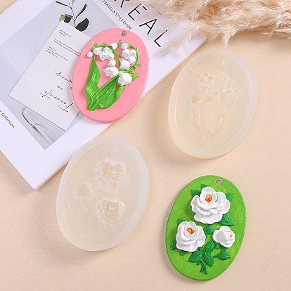 Pendentifs ovales, moule en silicone de qualité alimentaire, bricolage, moules de résine, pour la résine UV, fabrication artisanale de résine époxy, clair