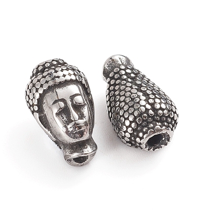 Perles bouddhistes 304 en acier inoxydable, tête de bouddha