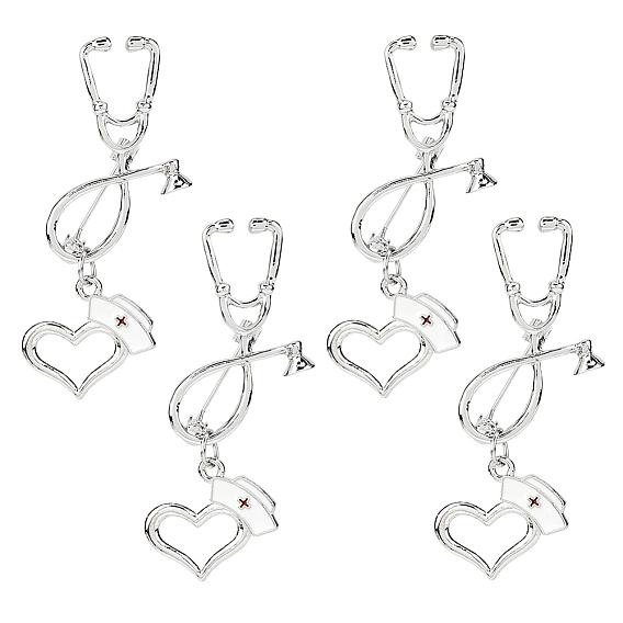 4 броши из сплава, с подвесками из эмали и сплава , сердце, медсестра