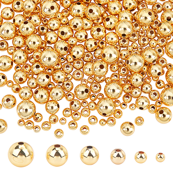 Brass Beads, Long-Lasting Plated, Round