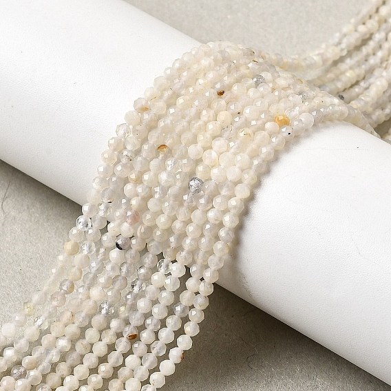 Натуральный белый лунный камень бисер пряди, круглые, граненые