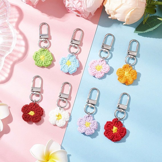 8шт. Цветочные подвески ручной работы из хлопка, с поворотными застежками сплава