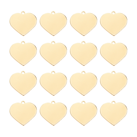 Brass Pendants, Stamping Mirror Polished Finish Blank Tag, Heart