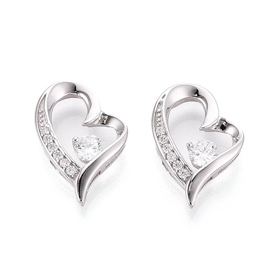 925 подвески из стерлингового серебра с прозрачным микропаве и цирконием, сердце прелести, платина, родий