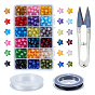 Transparent Acrylic Beads, Bead in Bead, Star, with Elastic Wire and Sharp Steel Scissors