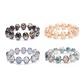Glass Oval Beaded Stretch Bracelet for Women