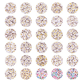 1180 шт 30 непрозрачные акриловые бусины в стиле, с эмалью, плоский круглый с сердцем, звездой и буквой