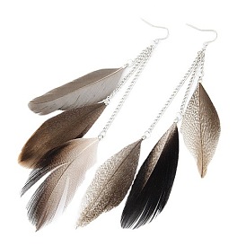 Fashion Feather Tassel Pendant Earrings Long Fringe Jewelry Accessories