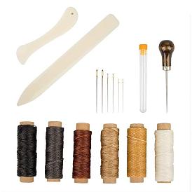 Leather Craft Kits, Including Waxed Cotton Thread, Plastic Creaser, Sewing Needles, Sewing Needle Storage Box and Awl