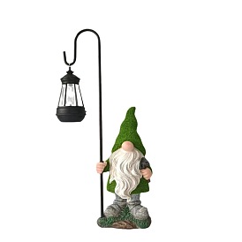Resin Gnome Statue with Solar Powered Lawn Light, for Home Patio Yard Lawn Decorations