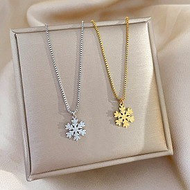 Snowflake Pendant Necklace - Minimalist Style, Gold, Collarbone Chain, Accessories.