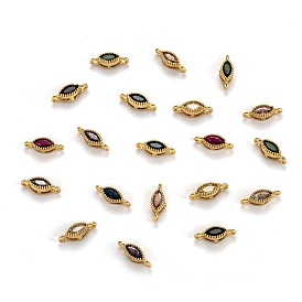 Real 18K Gold Plated Brass Micro Pave Cubic Zirconia Links Connectors, Long-Lasting Plated, Horse Eye