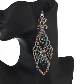 Colorful Crystal Long Earrings with Sparkling Rhinestones and Unique Design