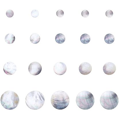 Shell Pendants, with Freshwater Shell Pendants and Black Lip Shell Pendants, Flat Round