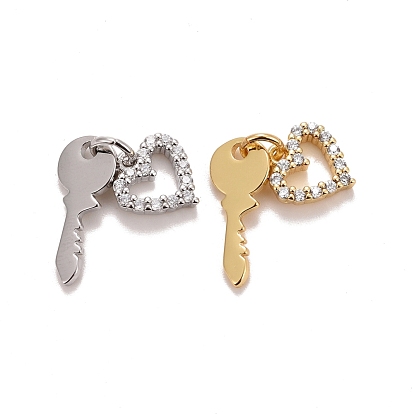 Кубического циркония подвески, с реечной обшивкой латунными выводами, с прыжковых колец, долговечный, без свинца и без кадмия, ключ и сердце