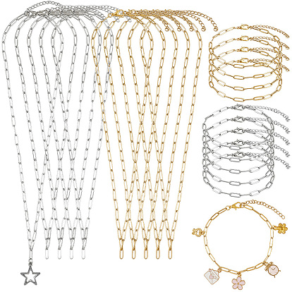 304 комплекты украшений из цепочек-скрепок из нержавеющей стали и браслетов