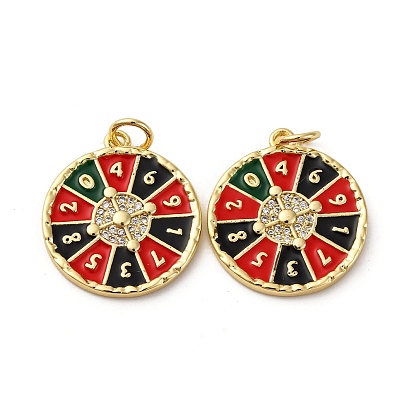 Латунь эмаль подвески, рулетка игра очарование, с целью перехода в кольце, стойки покрытие, без свинца и без кадмия, долговечный