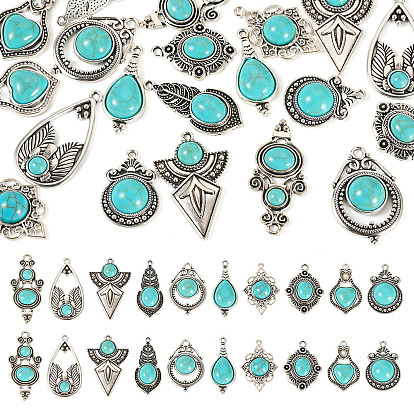 20 шт. 10 стили тибетский стиль сплав паве имитация бирюзы подвески, разнообразные