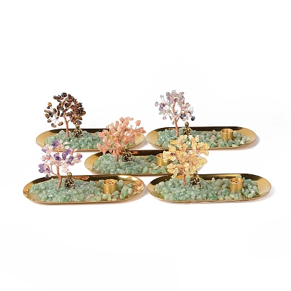 Набор скульптур Будды из денежного дерева из натурального драгоценного камня, курильница для благовоний и натуральный зеленый авантюрин на подносах для богатства, удачи, йога медитация домашний декор