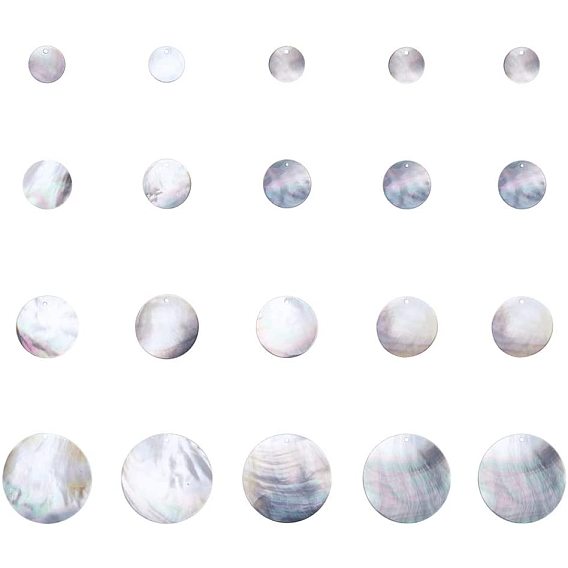 Shell Pendants, with Freshwater Shell Pendants and Black Lip Shell Pendants, Flat Round