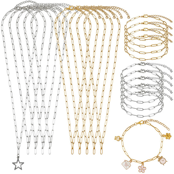 304 комплекты украшений из цепочек-скрепок из нержавеющей стали и браслетов