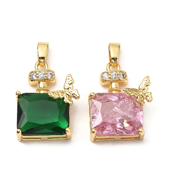 Латунные микро проложить кубического циркония подвески, без кадмия и без свинца, флакон для духов в форме бабочки, реальный 18 k позолоченный