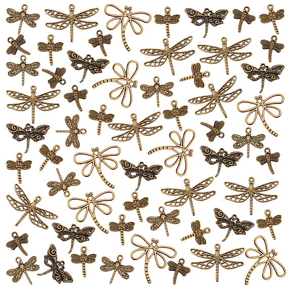 96 шт 6 подвески из сплава в тибетском стиле, без кадмия и без свинца, очарование стрекозы