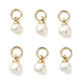 Подвески из натурального пресноводного жемчуга, картофельные подвески с 304 петлями из нержавеющей стали, кремово-белые