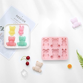 Food Grade Silicone Molds, Fondant Molds, for DIY Cake Decoration, Chocolate, Candy, UV Resin & Epoxy Resin Jewelry Making, Bear & Rabbit