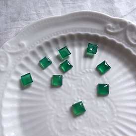 Natural Green Onyx Agate(Dyed & Heated) Cabochons, Square