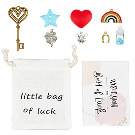 Набор для самостоятельного изготовления подарочных мешочков «Счастливый малыш», включая смоляные кнопки, сплав с эмалевыми подвесками, Кабошоны из смолы, стеклянные подвески, шнурок сумки, 304 подвески из нержавеющей стали