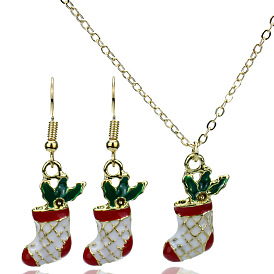 Adorable Christmas Socks Earrings Necklace Jewelry Set by Krossin Accessories