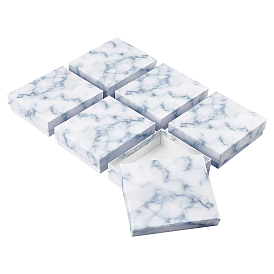 Marble Texture Pattern Paper Cardboard Jewelry Boxes, Rectangle