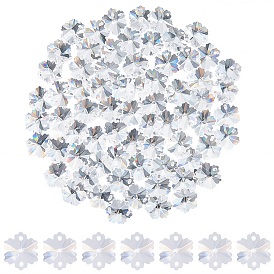 80Pcs Transparent Faceted Glass Connector Charms, Star Flower Octagon