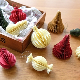 Christmas Paper Honeycomb Ball Pendant Decorations, for Christmas Tree Hanging Ornaments