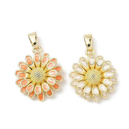 Латунь эмаль подвески, цветок, реальный 18 k позолоченный