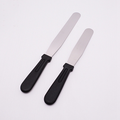 Spatules droites en acier inoxydable, avec poignée en plastique, outils de cuisson, pour le glaçage de décoration de gâteaux