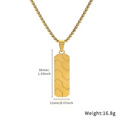 201 Подвеска-колье в виде прямоугольника с рисунком протектора шины из нержавеющей стали для мужчин