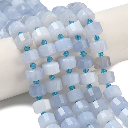 Нити из натуральных фиолетовых бусин халцедона, граненые, диск, Heishi бусы, с бисером