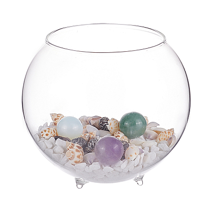 DIY Microlandscape Glass Cylinder Making Kits, Including Glass Fish Bowl, Silica Sands, Shell & Gemstone Beads